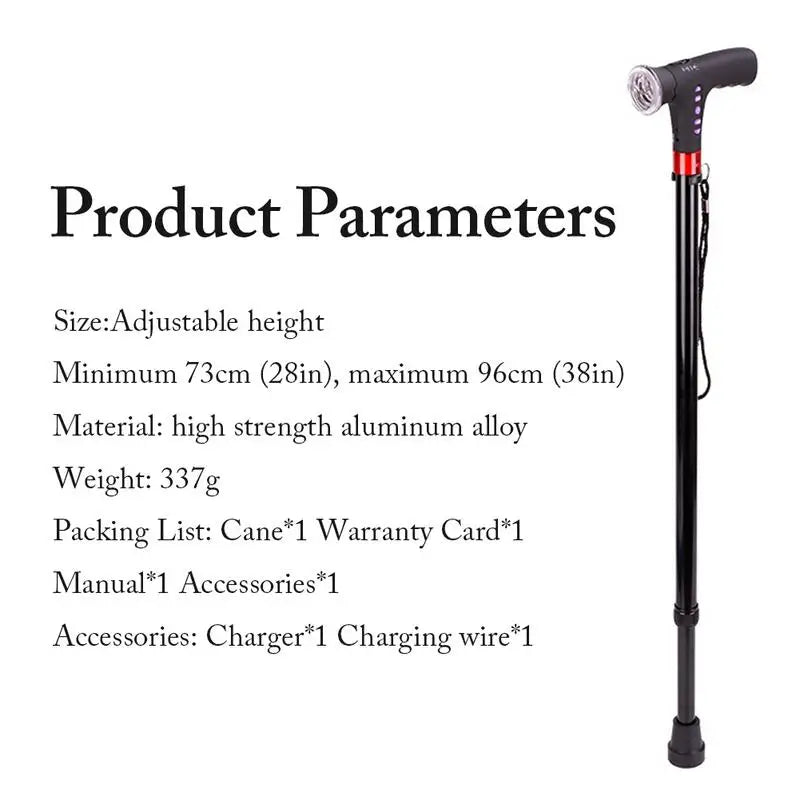 Telescopic Folding Cane With Alarm LED