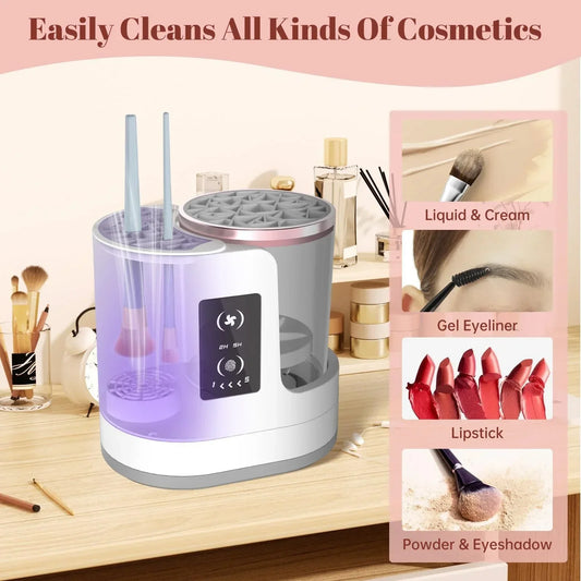 3 in 1 Portable Automatic Electric Makeup Brush Cleaner with Brush Dryer