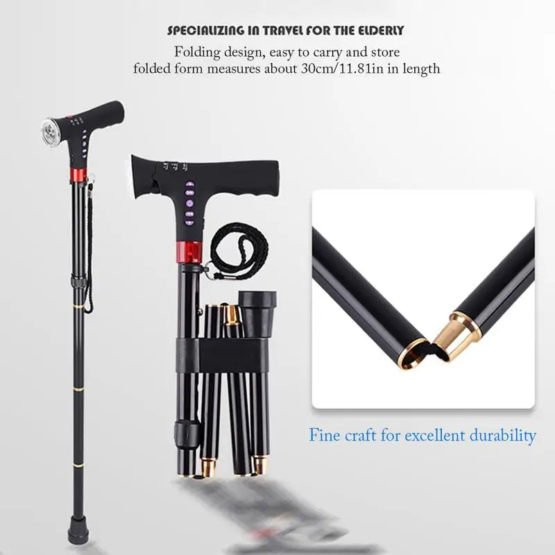 Telescopic Folding Cane With Alarm LED