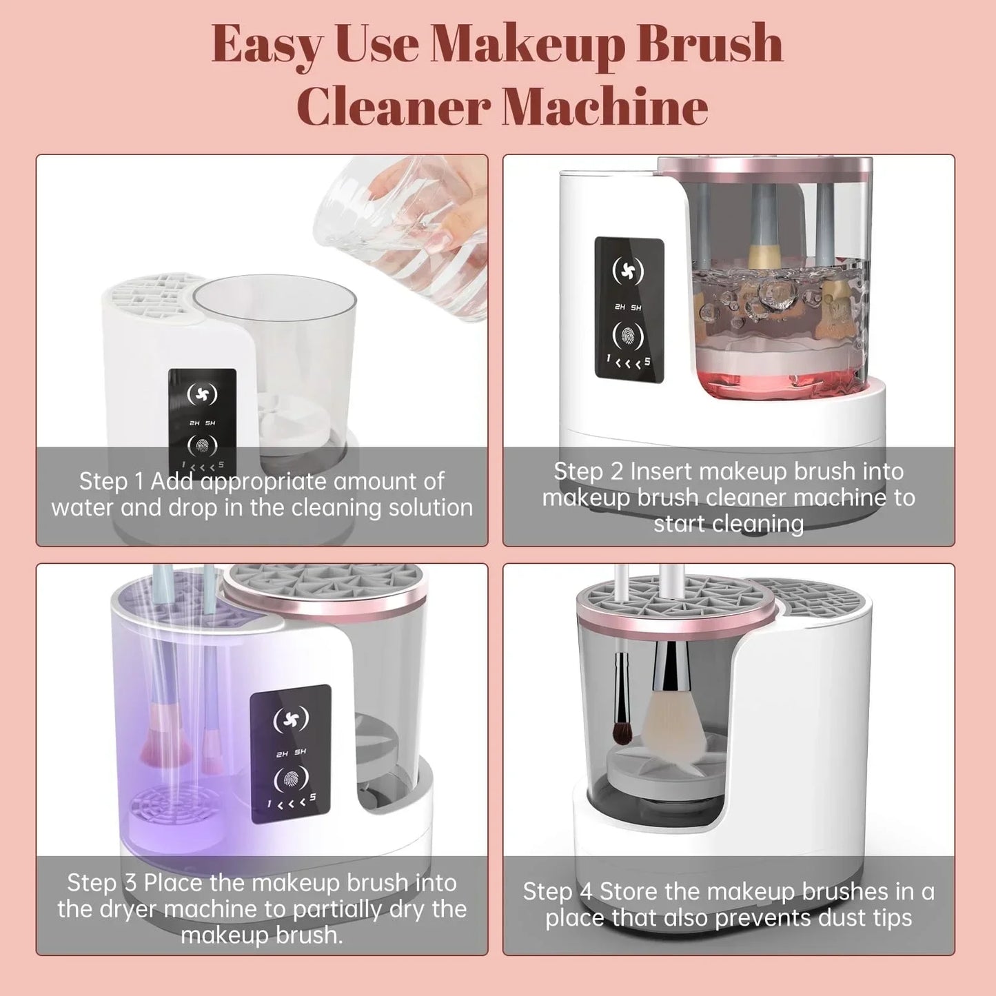 3 in 1 Portable Automatic Electric Makeup Brush Cleaner with Brush Dryer